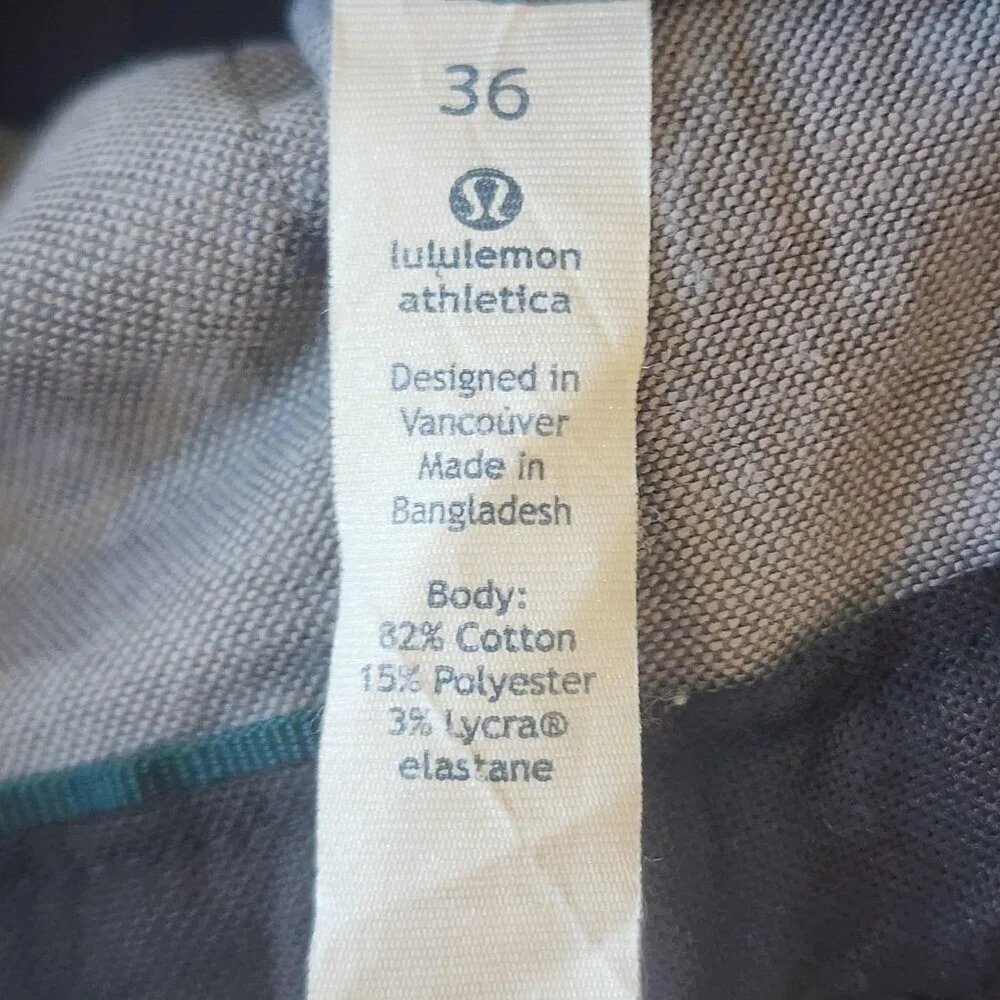 Lululemon Athletica Shorts Mens 36 Charcoal Chino Stretch Casual Golf Athletic